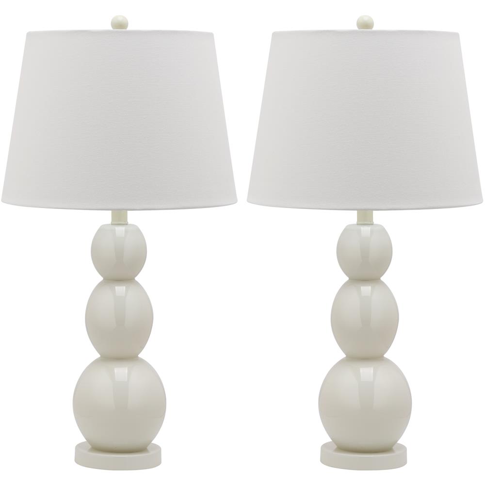 Safavieh LIT4089A JAYNE THREE SPHERE GLASS (SET OF 2) WHITE BASE AND NECK TABLE LAMP